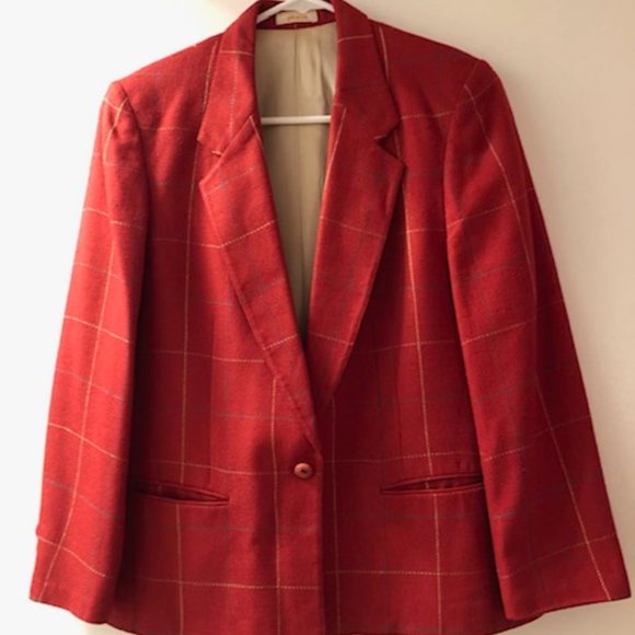Silk Plaid Jacket by Mona Evans - Picture 1 of 1